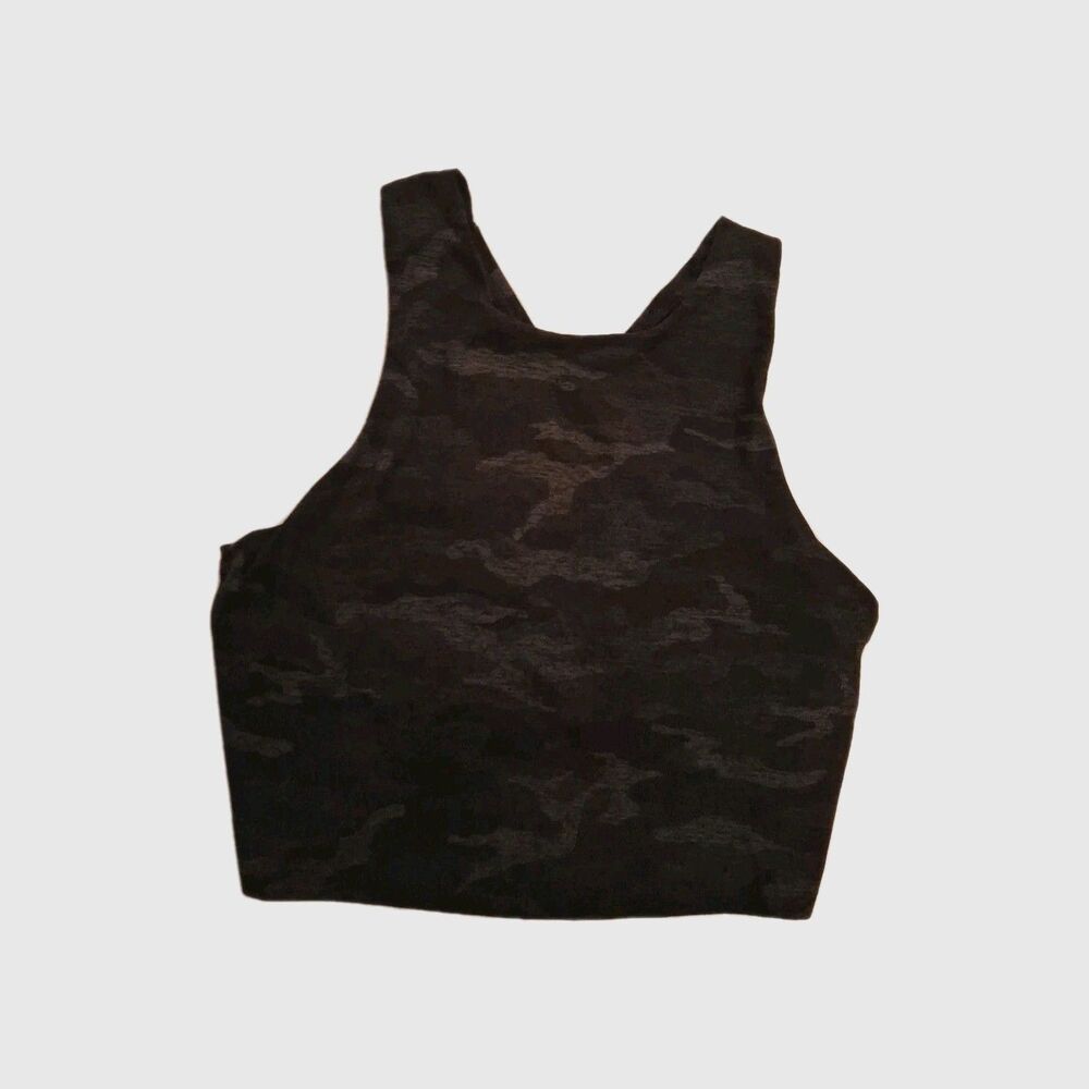 Women KYODAN Racerback Sports Bra Crop Top Size S Camo‎ Dark Grey Padded